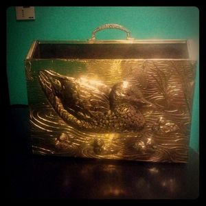 Vintage Wood brass embossed duck family magazine